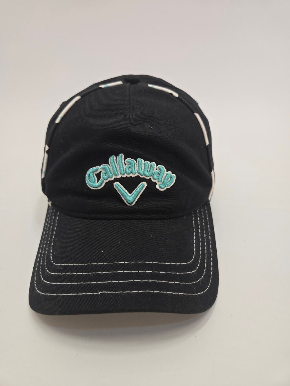 Callaway Golf by Fletcher Black Aqua White Embroidered Adjustable Baseball Hat